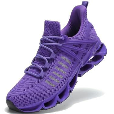Imagem de DEELOG Tênis feminino de corrida para trilha, academia, treino, atlético, tênis, caminhada, moda, Roxo 01, 35