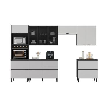 Imagem de Cozinha Completa Itatiaia Lumina 350cm Paneleiro 2 Nichos Em Madeira Mdf Grafite-fendi