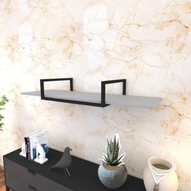 Imagem de Prateleira Industrial Suspensa Estante Parede Nicho Cinza Cozinha Escritorio Sala Quarto Infantil