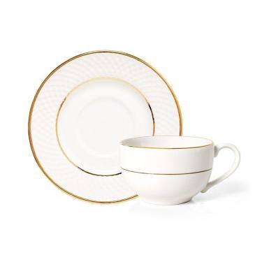 Imagem de Xícara Com Pires Copa E Cia Aquarelle Em Cerâmica Filetado Diamonds Ouro