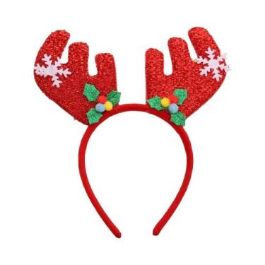 Imagem de Tiara De Natal Com Desenho De Boneco De Neve E Chifres De Rena, Presen