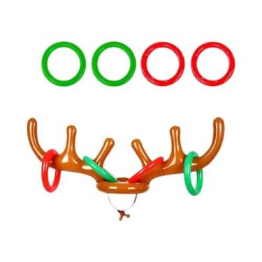Imagem de Jogo De Argolas Inflável Com Chapéu De Rena E Chifres, Decoração Para 