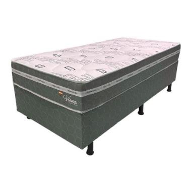 Imagem de Cama Box Solteiro Topazio Viena Molas Ensacadas 88x188x64cm, Cinza