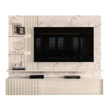 Imagem de Painel Para Tv Até 55 Pol. Bancada Suspensa Atena Calacata/off White - Madetec