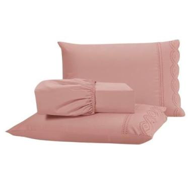 Imagem de Kit Roupa De Cama Jogo de Lençol Casal Padrão 03 Peças 400 Fios Microp