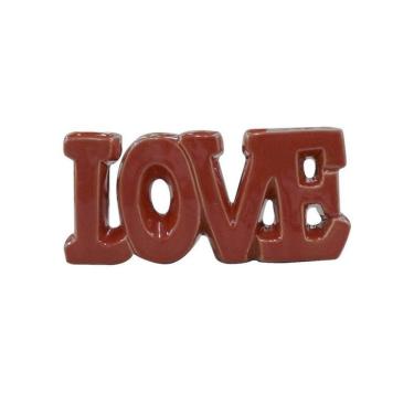 Imagem de Enfeite Decorativo De Cerâmica Com a Frase Love 16.5x7cm