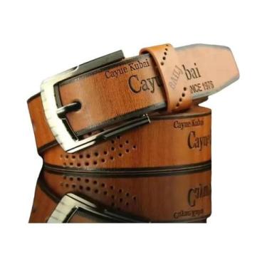 Imagem de Cinto De Couro PU Luxuoso Masculino Com Fivela De Metal, Cinto Designe