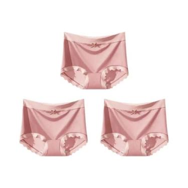 Imagem de Conjunto De 3 Calcinhas Sem Costura De Seda Gelada plus Size, Lingerie