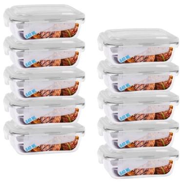 Imagem de Conjunto 10 Potes 640ml Vidro Hermético 4 Travas Marmita - DONA LAURA