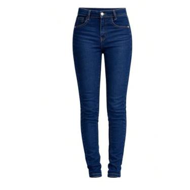 Imagem de Calça Jeans Feminina Skinny Cintura Alta Ajuste Perfeito Confortável -