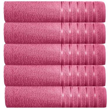 Imagem de Kit 5 toalhas banhão 100% algodão 90x150 cm teka comfort, Pink