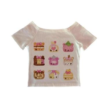 Imagem de Camiseta Feminina Y2K Retrô Anos 90 Com Estampa Gótica De Desenho Anim