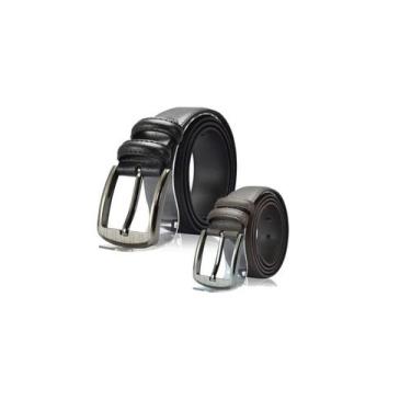 Imagem de Kit com 2 Cintos Largo Masculino Em Couro Com Cor Preto Tamanho 1.20cm