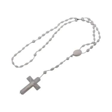 Imagem de 12/120 peças rosário de plástico contas cruz com colar de jesus catoli