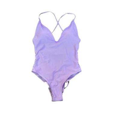 Imagem de Maiô Feminino Sexy Acolchoado De Uma Peça, Cor Sólida, Roupa De Praia 