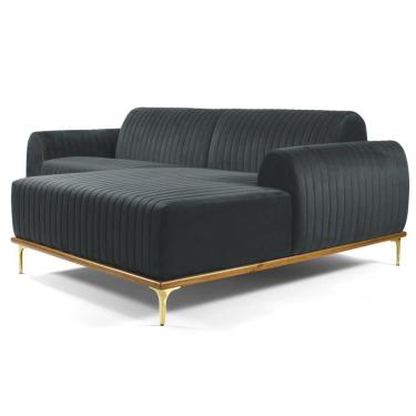 Imagem de Sofá 320cm 5 Lugares Chaise Direito Pés Gold B-317 Cinza