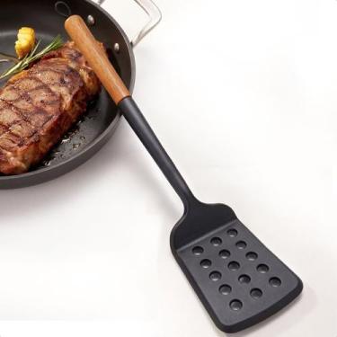 Imagem de Espatula Culinária De Silicone Vazada Com Alça Multiuso Cozinha Fritur