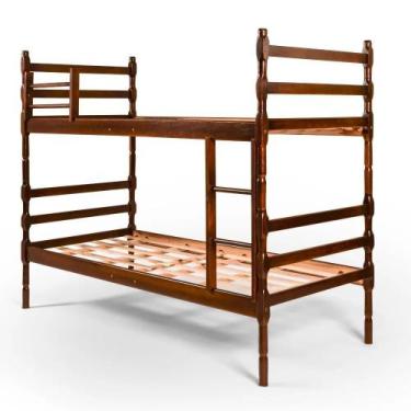 Imagem de Beliche Madeira Maciça Milão Torneado para Colchão 188x78cm Imbuia Dis