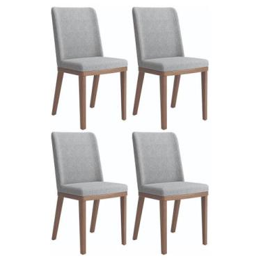 Imagem de Conjunto de 4 Cadeiras de Madeira Maciça Kalina Natural com Cinza Ston