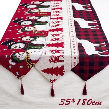 Imagem de Table Runner, algodão bordado, Natal, 180x35cm, Home Dec - Omkarsy Off