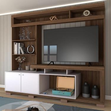 Imagem de Estante para TV Até 55 Polegadas Cinema 2 Portas Nogueira San Remo/Off White - Panorama Móveis