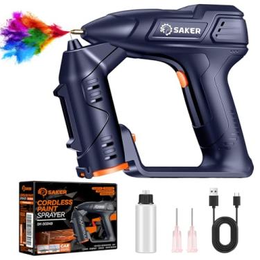 Imagem de Saker Pistola de Pintura Elétrica Sem Fio para Pintura de Carro, Kit de Pistola de Aerógrafo, Bico de 0,5 Mm e Conjuntos de Limpeza para Pintura de Carros, Gabinete, Reparo de Pint (, Azul-Marinho)