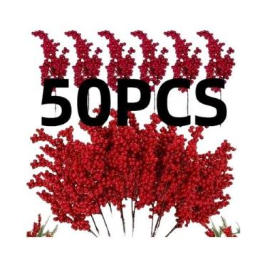 Imagem de Galhos De Frutas Vermelhas 50un. - Hastes Artificiais Premium De Micro