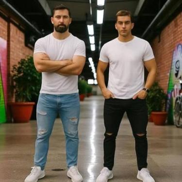 Imagem de Kit c/ 2 Calças Jeans SKINNY RASGADA Masculina Slim Elastano Sport 1050-Masculino