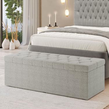 Imagem de Calçadeira Baú Sagitarius em Bouclê para Cama Box Casal Queen 160cm