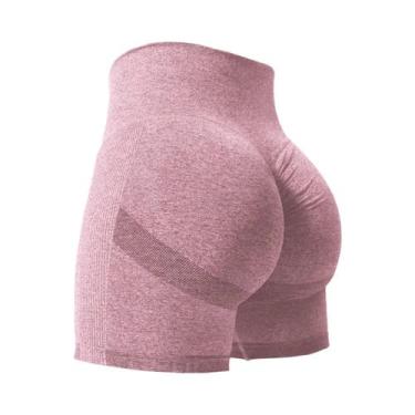 Imagem de Shorts De Ginástica Femininos De Cintura Alta Com Estampa Tie Dye, Efe