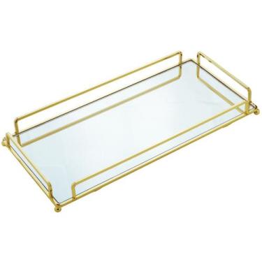 Imagem de Bandeja Espelhada de Metal Decorativa Wolff Casa 60912 16,5x34,5cm - W