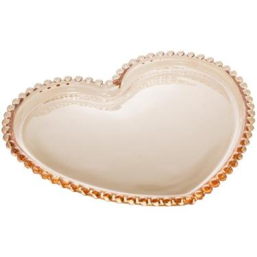Imagem de Prato Coração de Cristal Bolinha Ambar 25 x 22 x 2cm - Unid. - Wolff