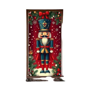 Imagem de Banner De Porta De Natal Em Nogueira Com Detalhes Em Ouro Vermelho, De