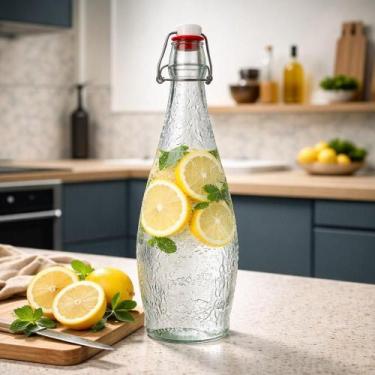 Imagem de Garrafa De Vidro Para Cachaça Vinho Suco Água 950ml C/ Tampa - Yeet