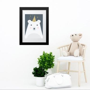 Imagem de Quadro Infantil Urso Branco E Cinza - 60x48cm