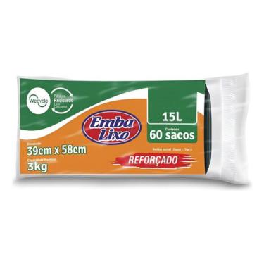 Imagem de Saco Para Lixo Embanew Reforçado Preto 15l Com 60 Unidades