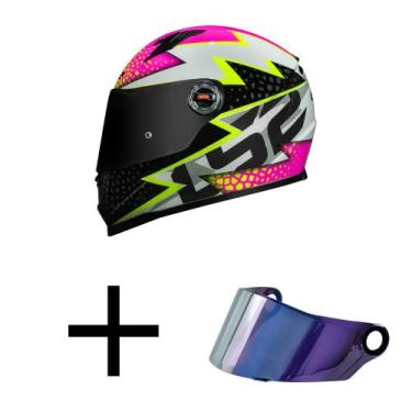 Imagem de Capacete LS2 FF358 Speedy Branco e Rosa Mais Viseira Camaleão, 54