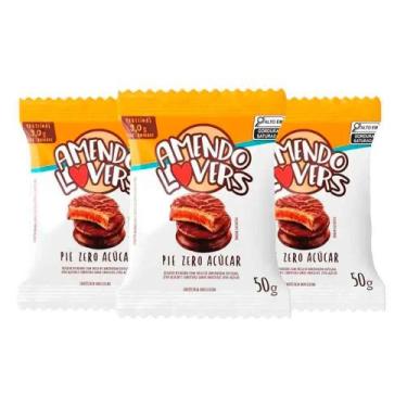 Imagem de Kit 3 Unid Alfajor Pie Zero Açúcar 50G - Amendo Lovers