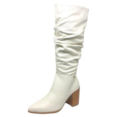 Imagem de Bota Feminina Cano Longo Salto Médio Bloco Couro Bottero