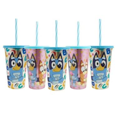 Imagem de Kit 5 Copos Bluey e Bingo 500ml Lembrancinha Festa Infantil Sacola Sur