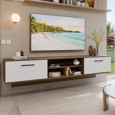Imagem de Rack Suspenso para TV até 80 Polegadas 218 cm 2 Portas Rustic/Branco A