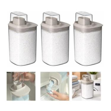 Imagem de Kit 3 Dispenser Sabão Amaciante FLow 1L Lavandeira Dosador - Ou, Bege