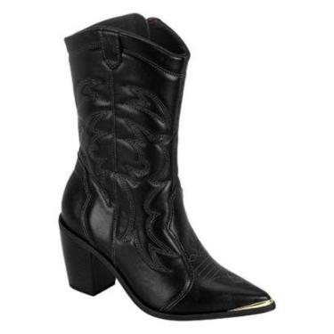 Imagem de Bota Country Vizzano Western Preto Salto Bloco Cano Baixo Feminina-Feminino