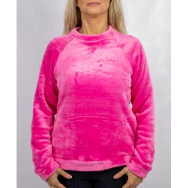 Imagem de Blusão Manga Longa de Fleece Gola Baixa - Cia B, Rosa pink, XG