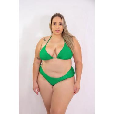 Imagem de Biquíni Feminino Plus Size Canelado Bojo rEMOVIVEL Calcinha Fio Duplo 