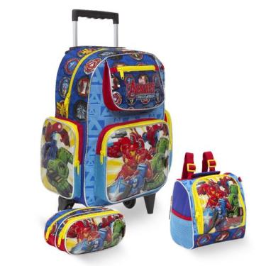 Imagem de Kit Mochila Infantil Avengers Rodinha + Lancheira Térmica - Chenson