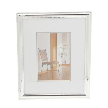 Imagem de Porta Retrato Decorativo de Aço Inox Friso Prata 15cm x 20cm Wolff