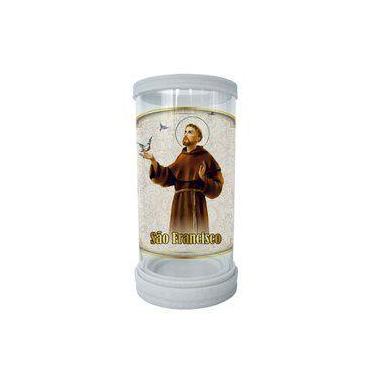 Imagem de Porta Vela em Vidro e Mármore São Francisco de Assis 18cm - SANTISSIMA