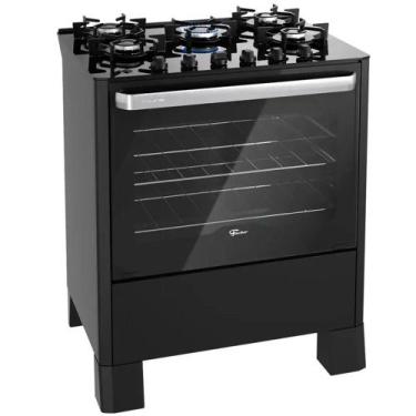 Imagem de Fogão Fischer Fit Line 5 Bocas Automático Mesa de Vidro, Preto, Bivolt