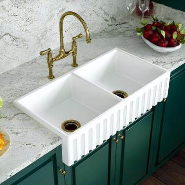 Imagem de Cuba Dupla Cozinha Farm Sink Romana 87 Cm Estilo Fazenda Avental - Bra